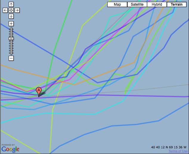 iBoat tracks for the Lobster Run fleet
